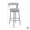 Armen Living Kobe 26" Counter Height Swivel Bar Stool in Brushed Stainless Steel Finish and White Faux Leather 721535761821 - alternate 6